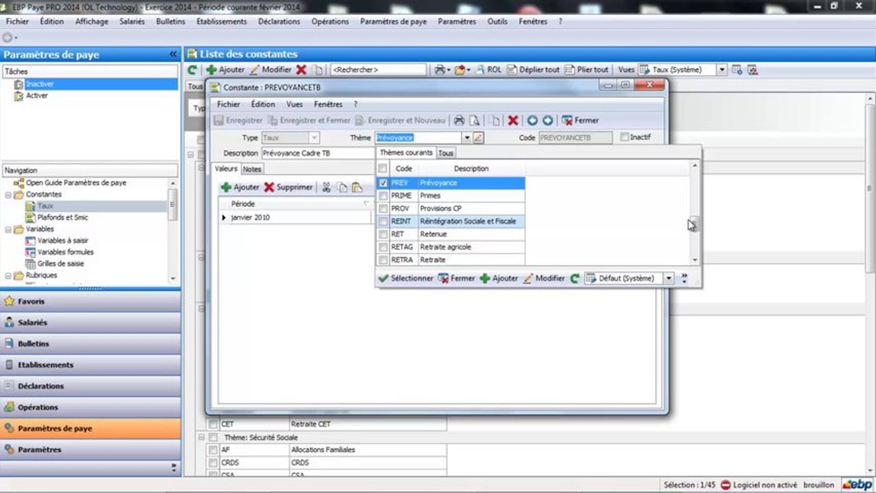 EBP Paye Open Line : La mise à jour des taux de cotisations