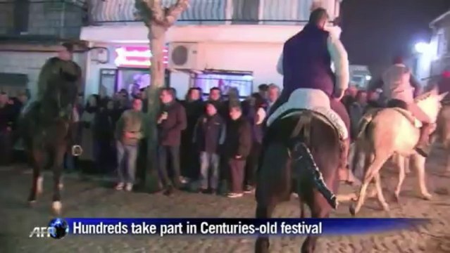 Horses jump through fires in ancient Spanish festival