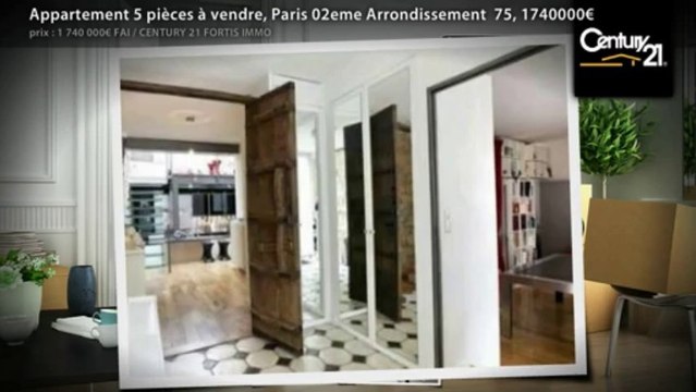 Appartement 5 pièces à vendre, Paris 02eme Arrondissement 75, 1740000€