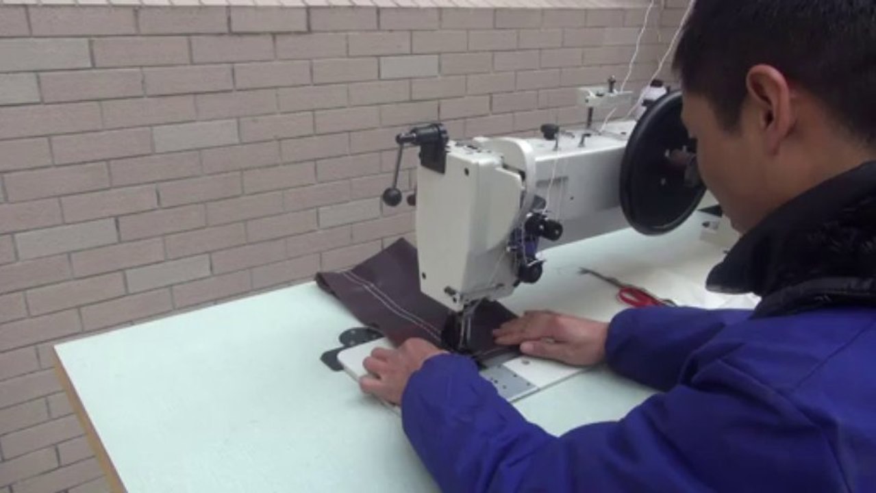 Long arm double needle extra heavy duty sewing machine