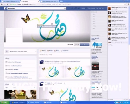 Make Facebook cover website with upload function on wordpress
