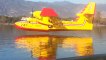 Firefighting Water Dropping Planes Refill By Skimming Over Lake