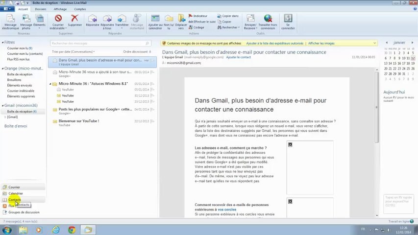 Ajouter un contact dans Windows Live Mail