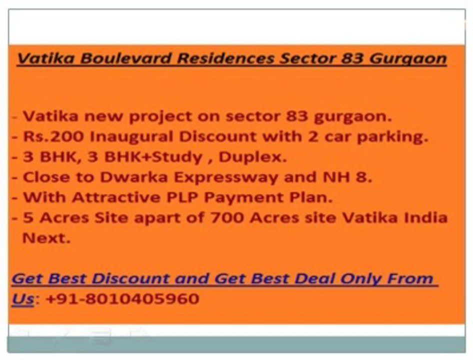 Vatika Soft launch((8010405960)))Sector 68 Gurgaon Residential Apartment