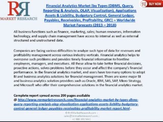 Financial Analytics Market - Worldwide Market Forecasts to 2018