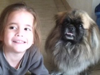 Daughter and Dog Smile for the Camera!