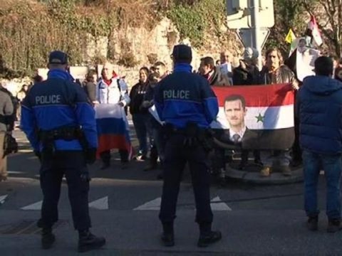 Conférence Genève II: des pro-Assad manifestent à Montreux - 22/01