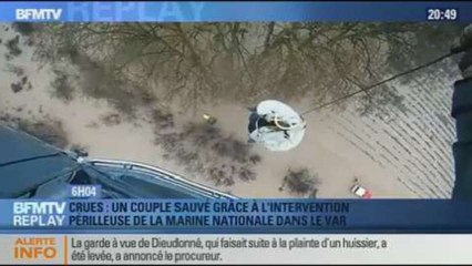 BFM Replay: Crues dans le Var: Un couple sauvé grâce à l'intervention périlleuse de la marine nationale – 22/01