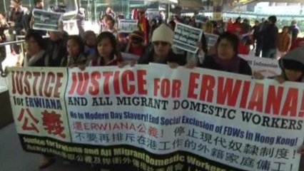 Protesters rally for foreign domestic workers' rights