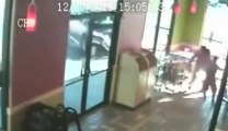 SUV car destoying a McDonald's restaurant : a mum save his son's life! Crazy!