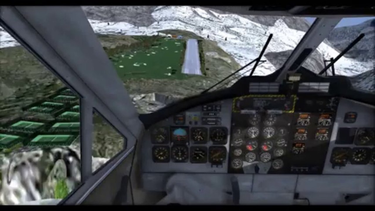 Flightgear DHC-6-300 Twin-otter landing and take-off to l'Alpe d'Huez (LFHU)