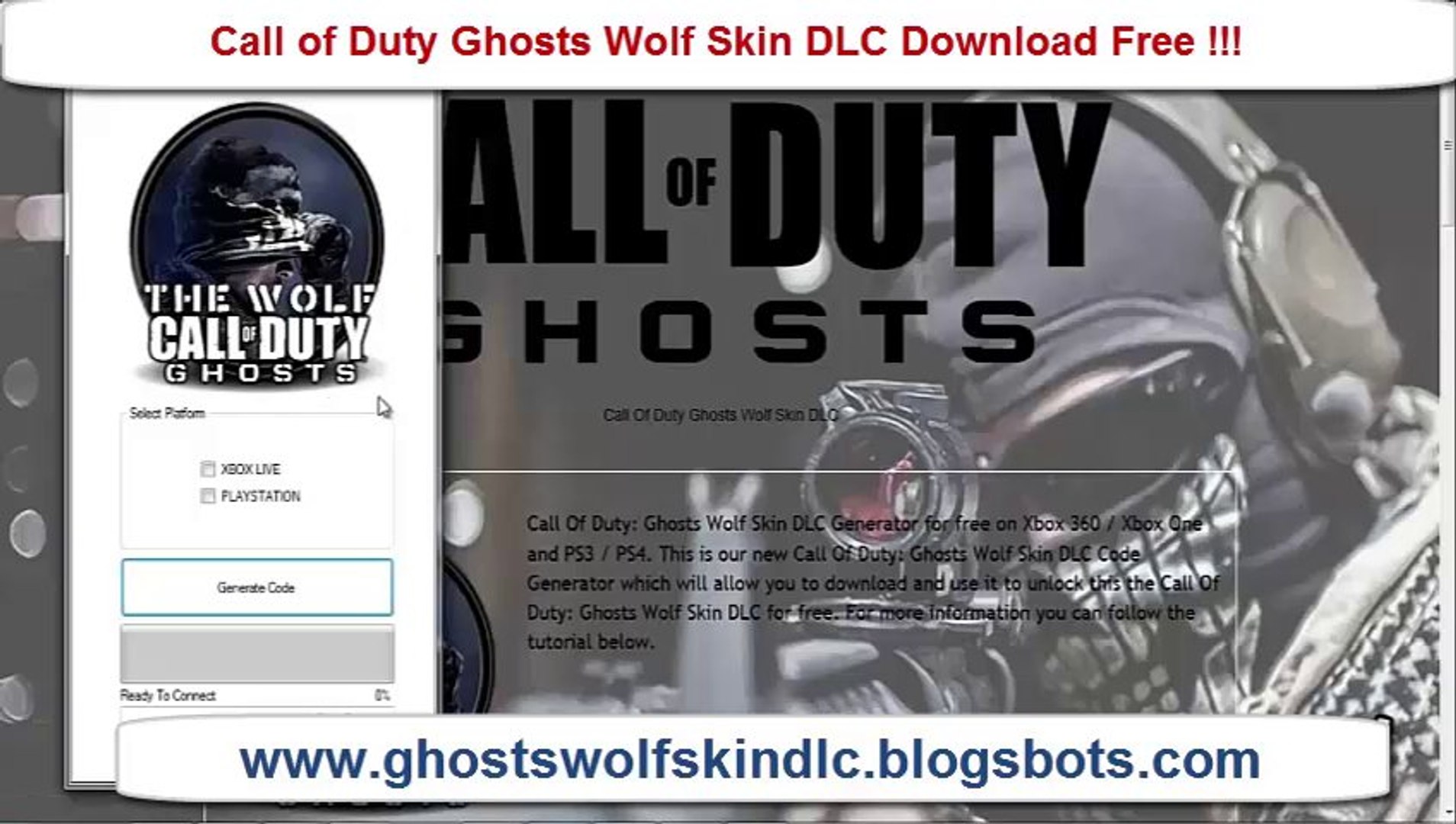 Free Call Of Duty Ghosts Wolf Skin DLC on Xbox 360 and Playstation 3 -  video Dailymotion