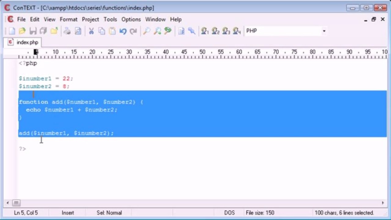 31 - Functions with Arguments inside php on Gegasoft