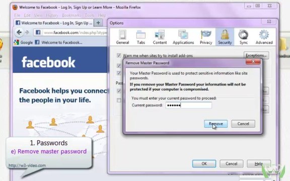 Find Passwords in Firefox, visit w3-video.com for more tutorials