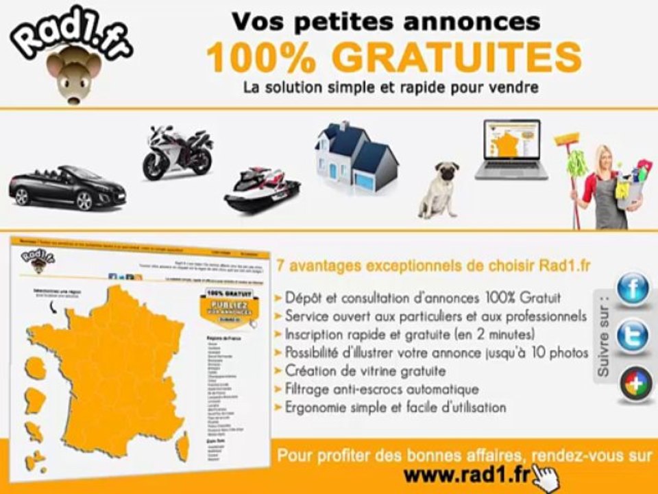 Rad1.fr, le site de petites annonces gratuites avec 7 catégories principales