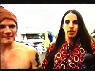 Red Hot Chili Peppers backstage at Woodstock