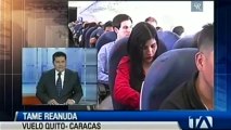 TAME reanuda vuelos a Caracas, Ecuador
