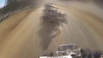 BRUTAL CRASH! ATV Rider Smashes Into A Wall! - Flat Tire Quad Racing Accident