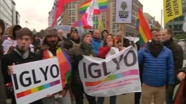 Activists protest against Russia's human rights record ahead of EU-Putin talks