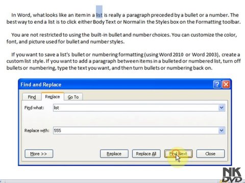 Lesson 26 Replace (Microsoft Office Word 2007_2010 Free Tutorial Urdu Hindi Video Training taleem.tv Pakistan Education