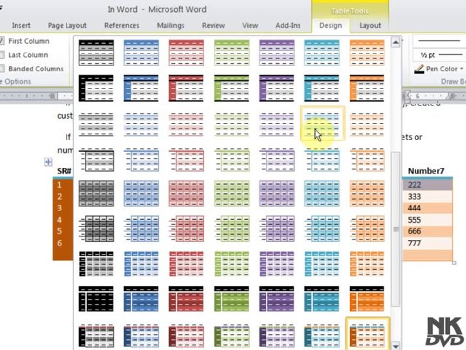 Lesson  36 Tables Formatting (Microsoft Office Word 2007_2010 Free Tutorial Urdu Hindi Video Training taleem.tv Pakistan Education