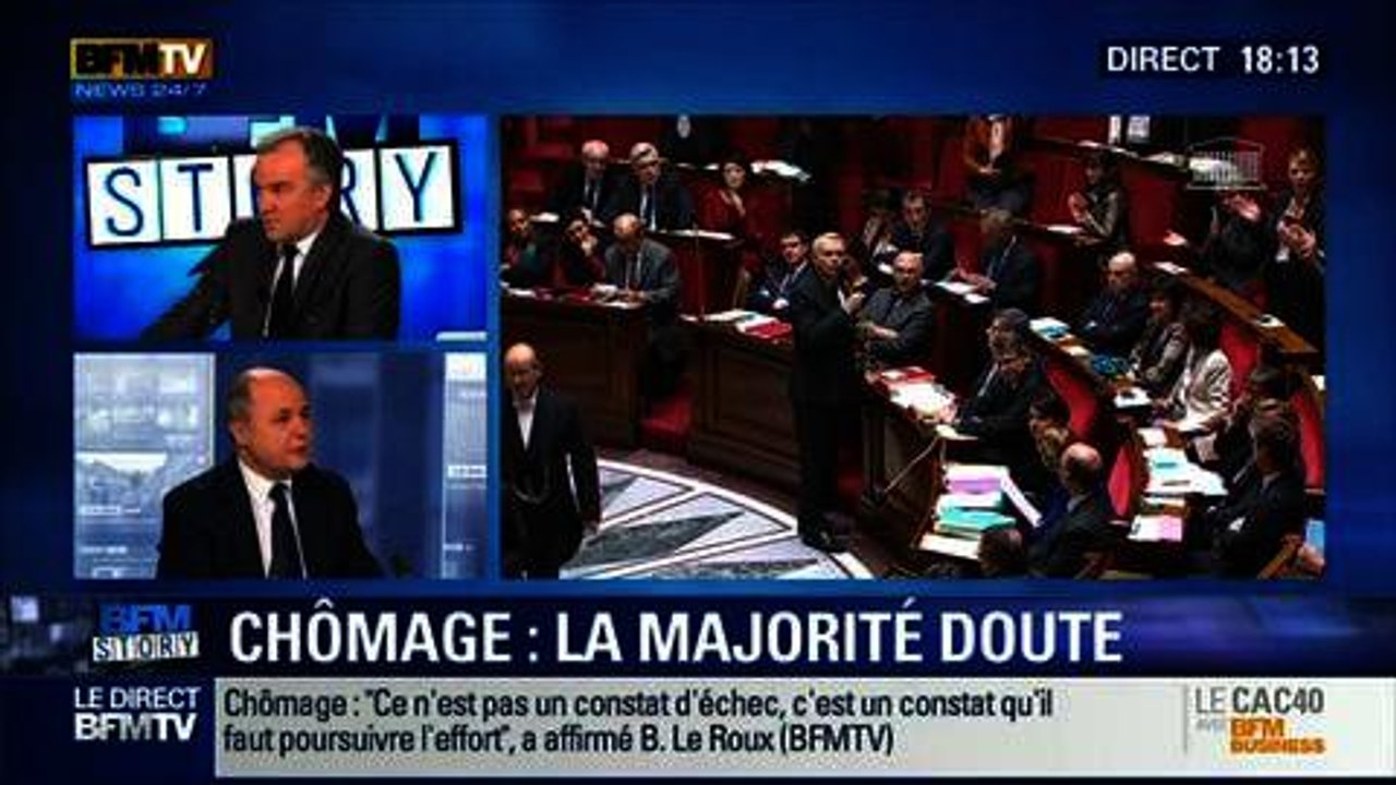 BFM Story: Inversion de la courbe du chômage: "il faut continuer l'effort", selon Bruno Le Roux - 28/01