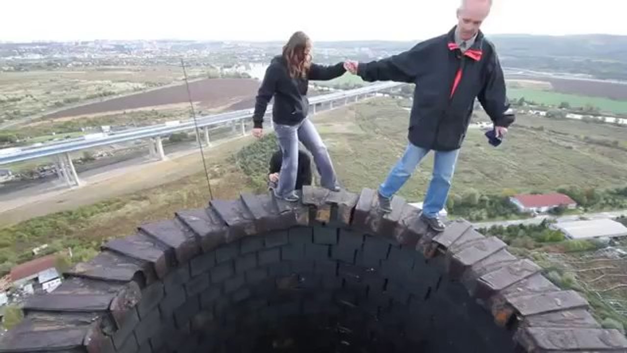 Walk on the top of a building