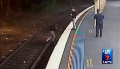 Lucky girl fall under a train and survive... crazy drunk girl.