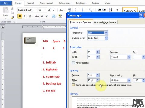 Lesson 81 TAB Part 2 (Microsoft Office Word 2007_2010 Free Tutorial Urdu Hindi Video Training taleem.tv Pakistan Education