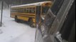 School Bus Snared by Icy Roads