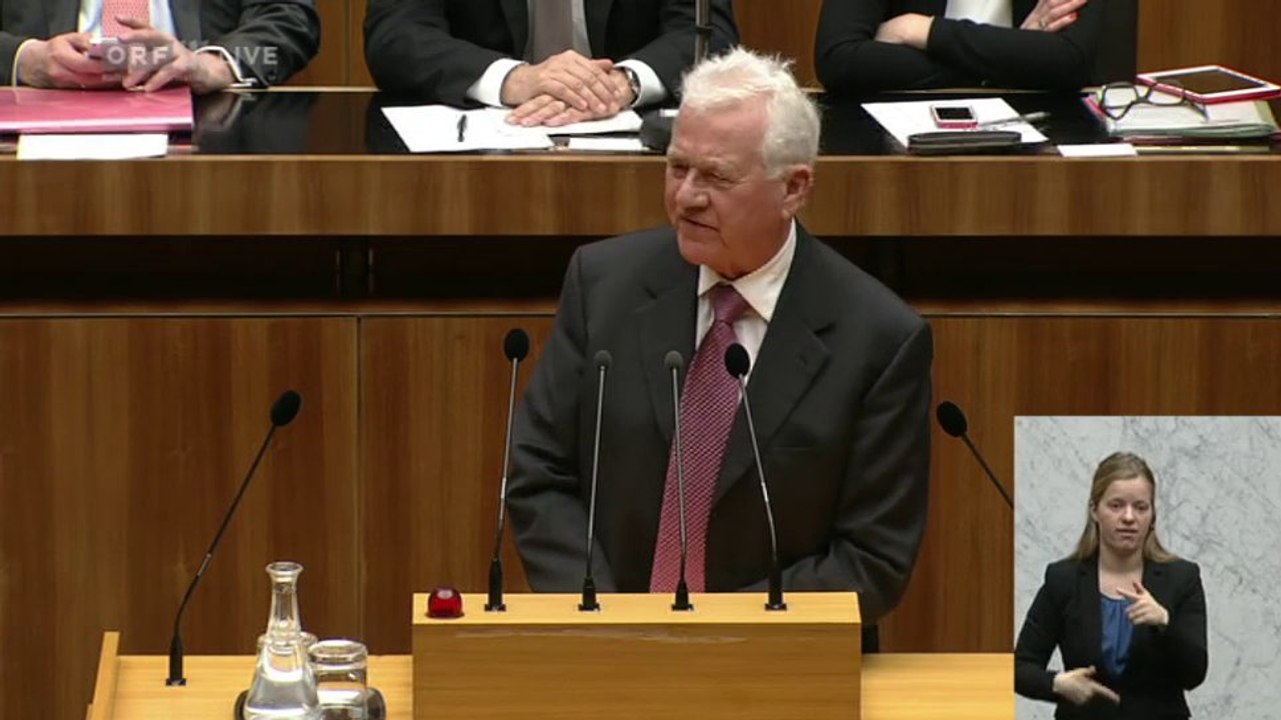 Frank Stronach letzte Nationalratssitzung 29.01.2014 im Wiener Parlament
