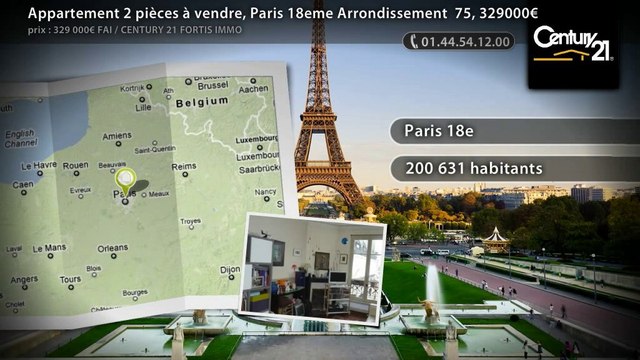 Appartement 2 pièces à vendre, Paris 18eme Arrondissement 75, 329000€