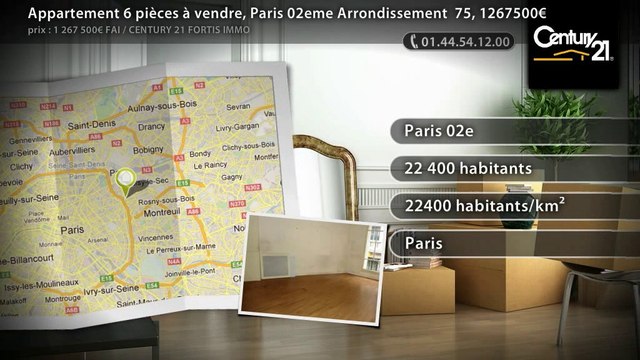 Appartement 6 pièces à vendre, Paris 02eme Arrondissement 75, 1267500€