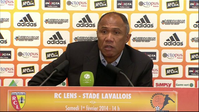 Conférence de presse RC Lens - Stade Lavallois (0-0) : Antoine KOMBOUARE (RCL) - Philippe HINSCHBERGER (LAVAL) - 2013/2014