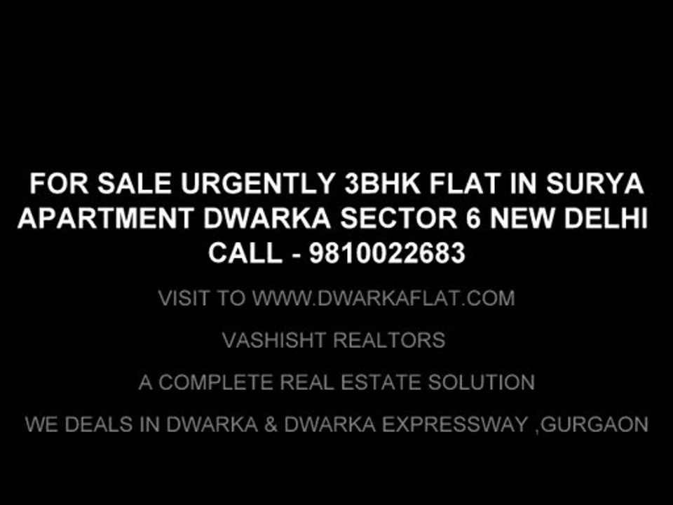 for sale 3bhk flat in surya apartment dwarka sector 6 new delhi