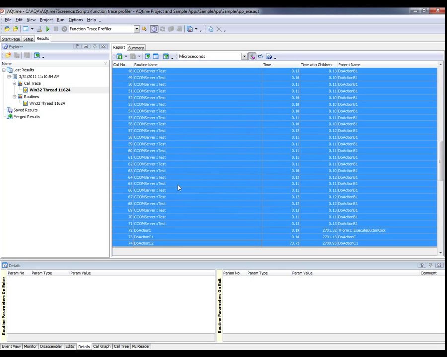 Tracing Function Calls With AQtime