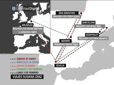 Susana Díaz huye de la prensa para coger un vuelo