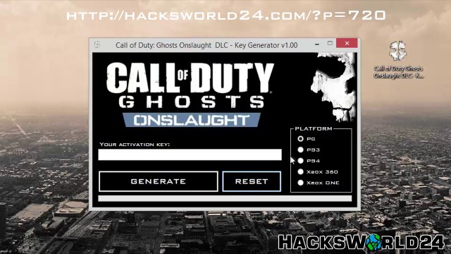 CoD: Ghosts Onslaught DLC - Key,Code Generator v1.00 [PC / Xbox360 / XboxONE / PS3 / PS4]