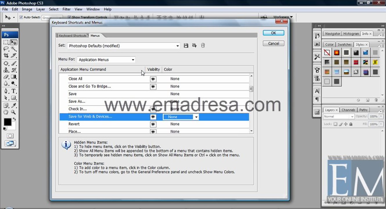 Keyboard and Menu Basic Photoshop Tutorials in URDU, Hindi by Emadresa