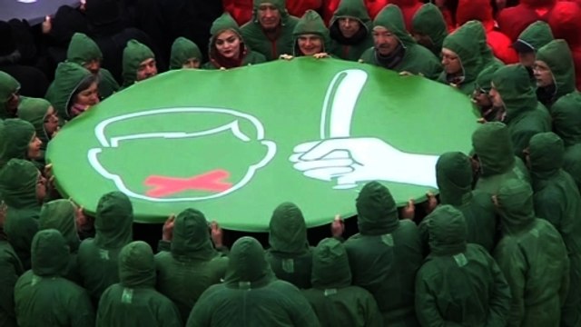 Multi-colored Olympics protest condemns alleged Russian human rights abuses