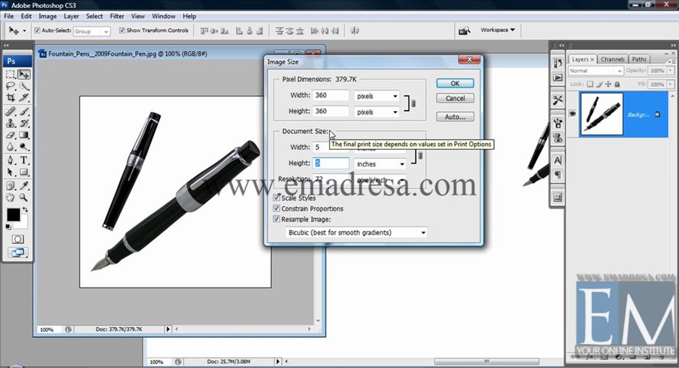 Rotate and Resize Basic Photoshop Tutorials in URDU, Hindi by Emadresa