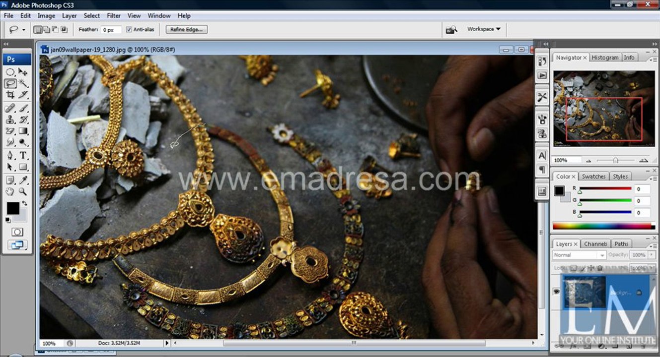 Laso Poligon Magnatic Tool Basic Photoshop Tutorials in URDU, Hindi by Emadresa