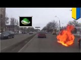 Amazing molotov cocktail car chase in Ukraine then police fight!