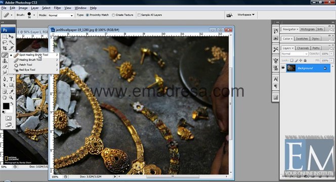 Spot Healing Brush Tool Basic Photoshop Tutorials in URDU, Hindi by Emadresa