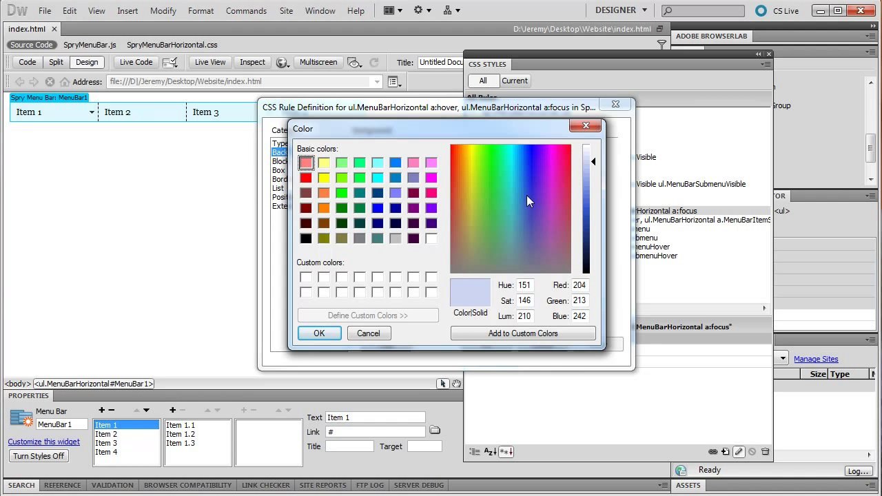 Dreamweaver: Spry Drop Down Menu - Tutorial