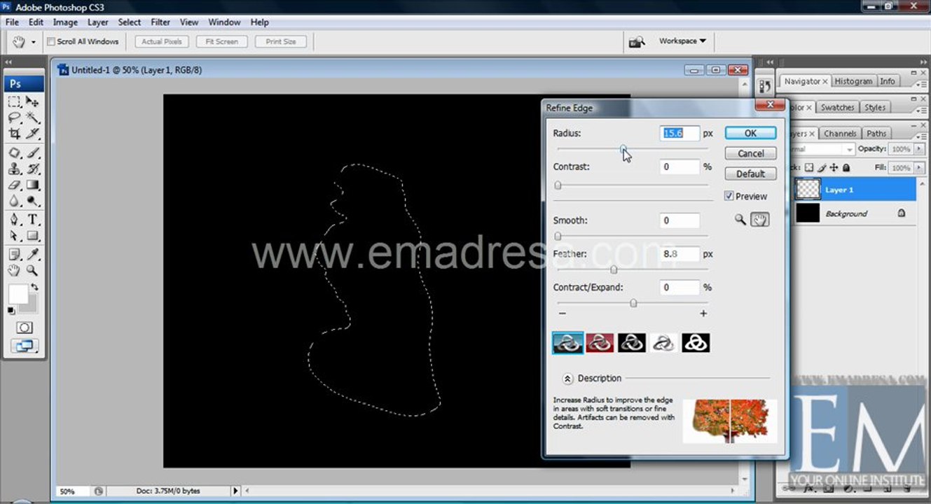 Refine Ediges Basic Photoshop Tutorials in URDU, Hindi by Emadresa