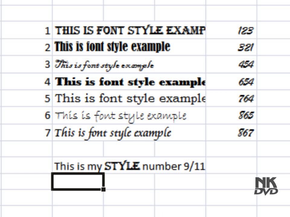 Lesson 07 The Font Style Microsoft Office Excel 2007 2010 free Educational video Training Tutorials in Urdu Hindi language