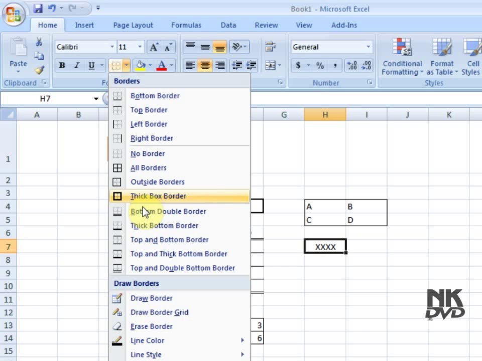 Lesson 08 The Border Microsoft Office Excel 2007 2010 free Educational ...