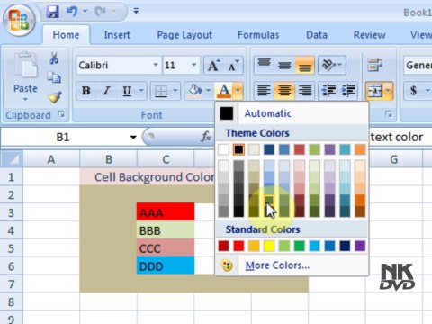 Lesson 09 The Cell Background or Text Color Microsoft Office Excel 2007 2010 free Educational video Training Tutorials in Urdu Hindi language