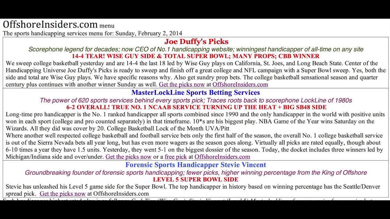 Super Bowl 48 Free Picks